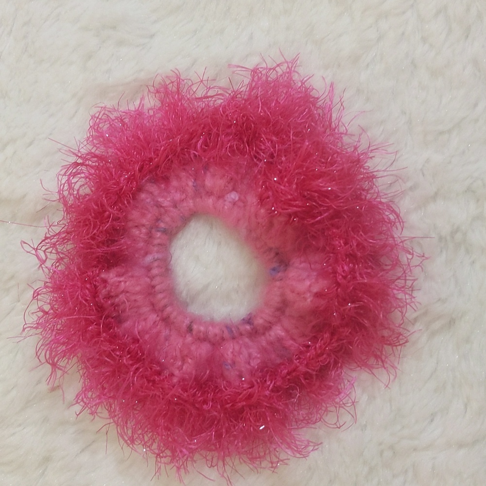 NWOT Handmade Pink Hairy Scrunchy